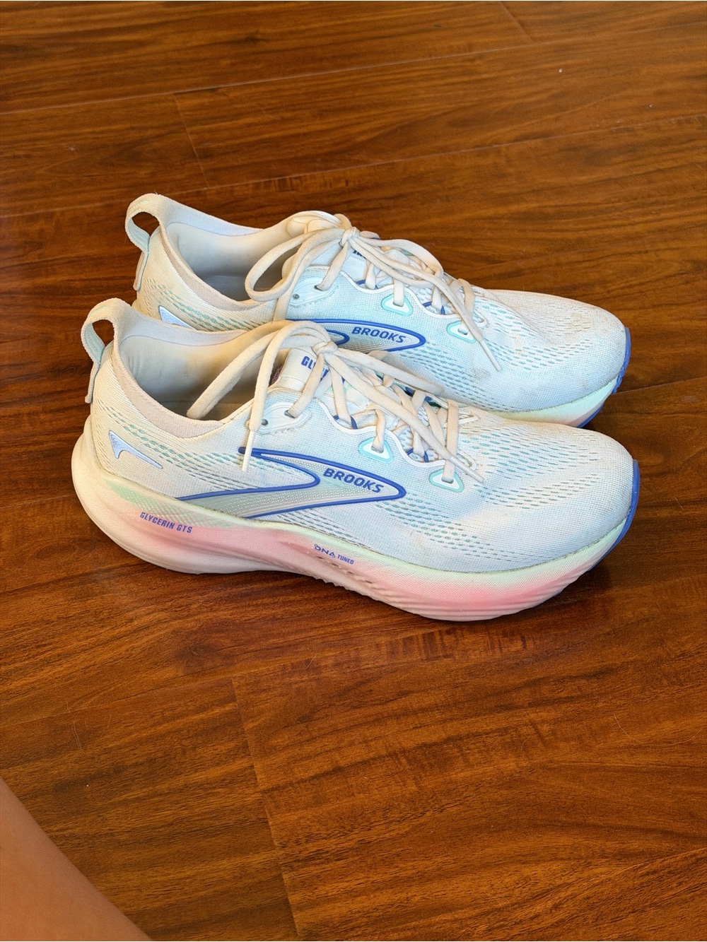 Brooks Women's White Running Shoes with Blue Accents